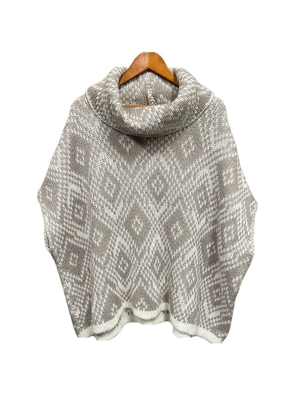 Elsamanda taupe diamond knit mohair alpaca wool blend turtleneck vest gi…